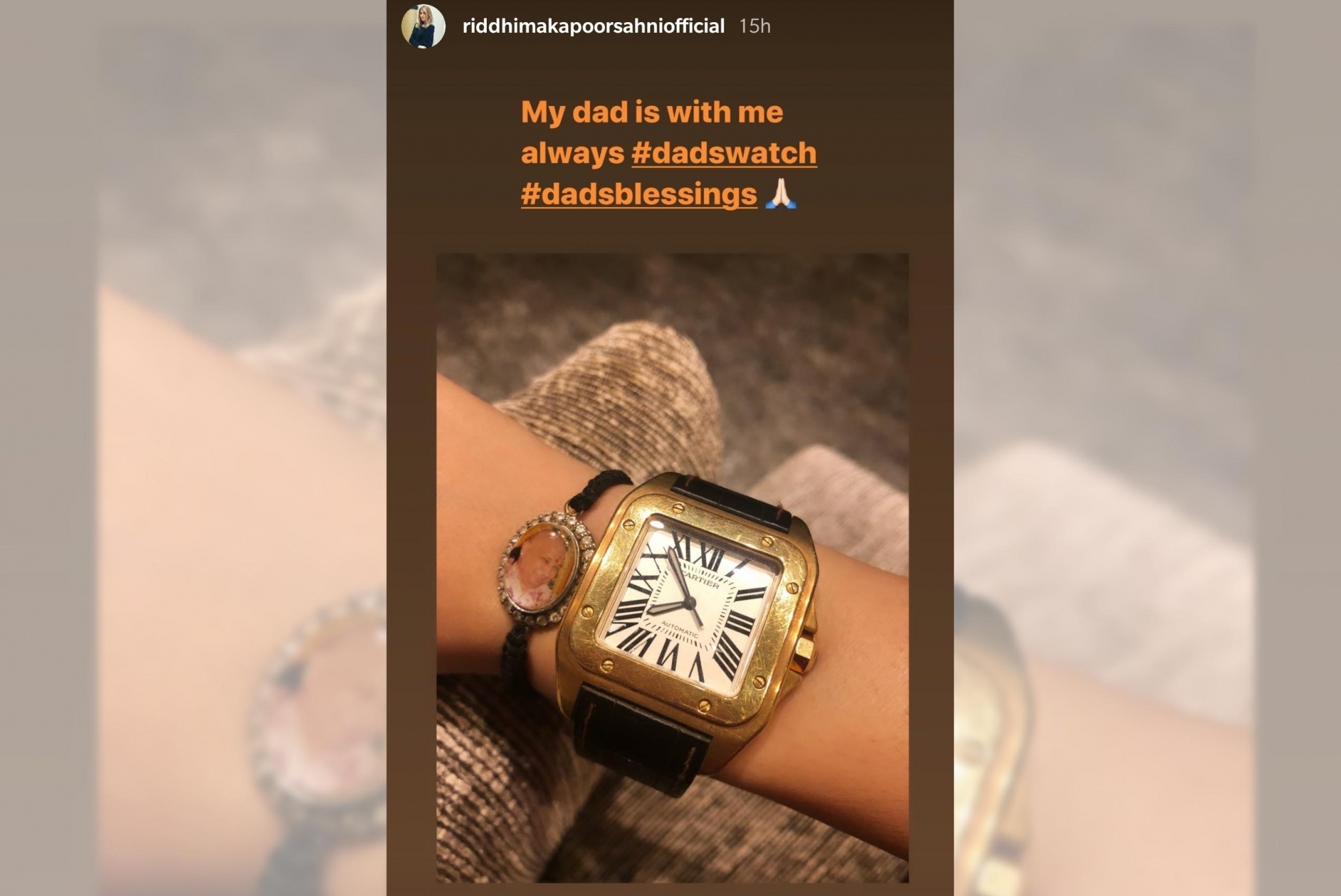 Riddhima kapoor sahani wears Rishi kapoor's watch