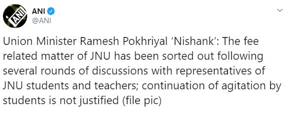 The fee related matter of JNU has been sorted out