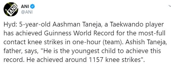 Taneja, a Taekwando player has achieved Guinness World Record