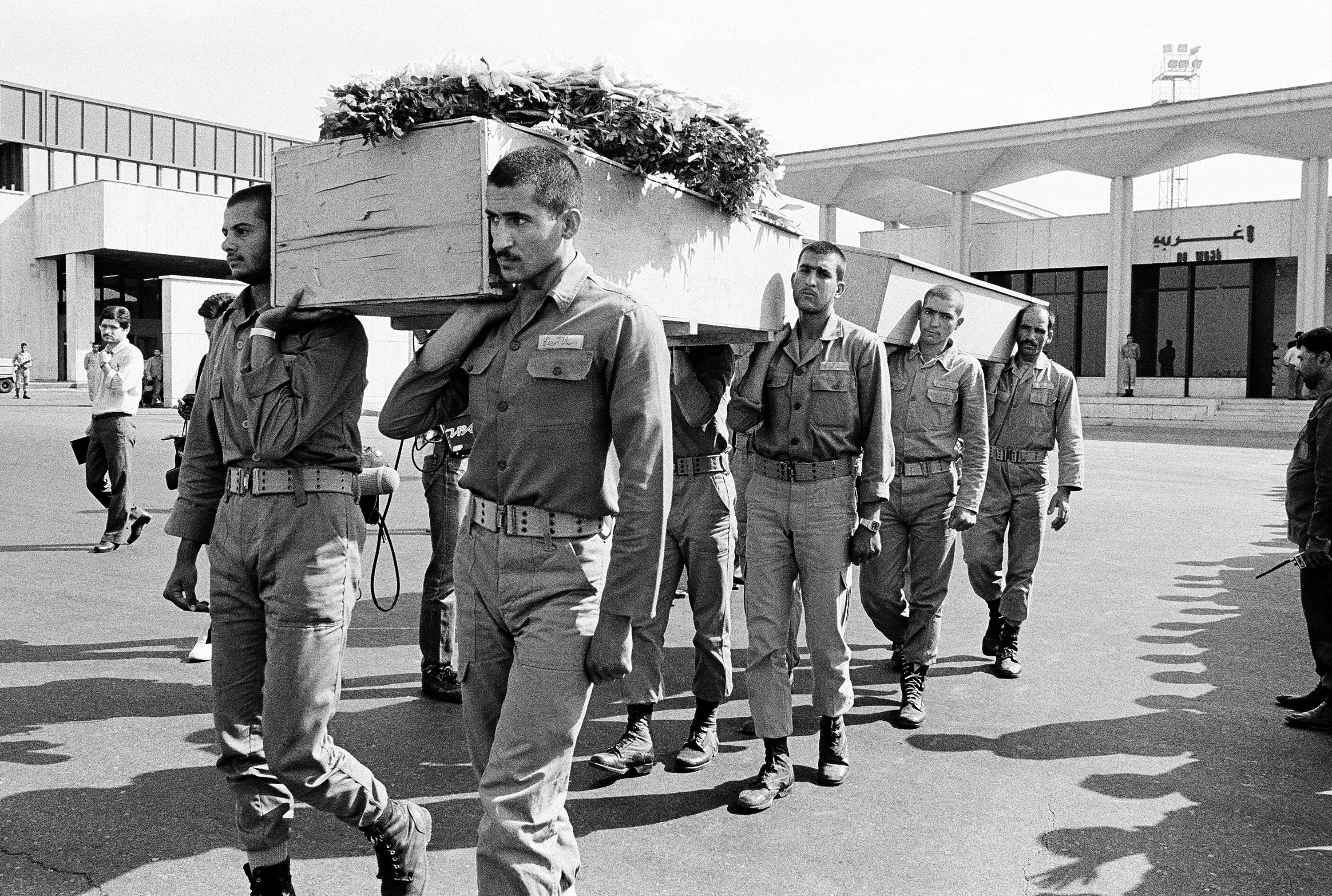 File photo: A funeral procession is held for six Pakistani and Indian nationals who were killed aboard Iran Air Flight 655.