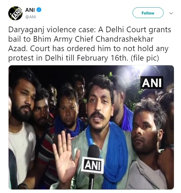 Delhi Court grants bail to Bhim Army Chief Chandrashekhar Azad