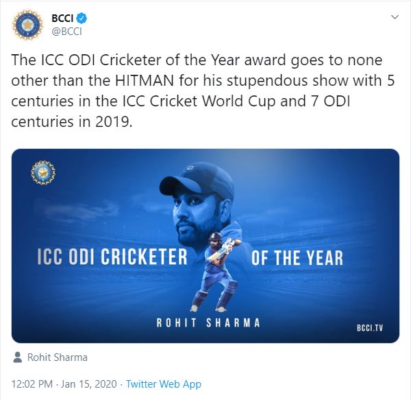 Virat Kohli, Rohit Sharma, ICC awards, BCCI