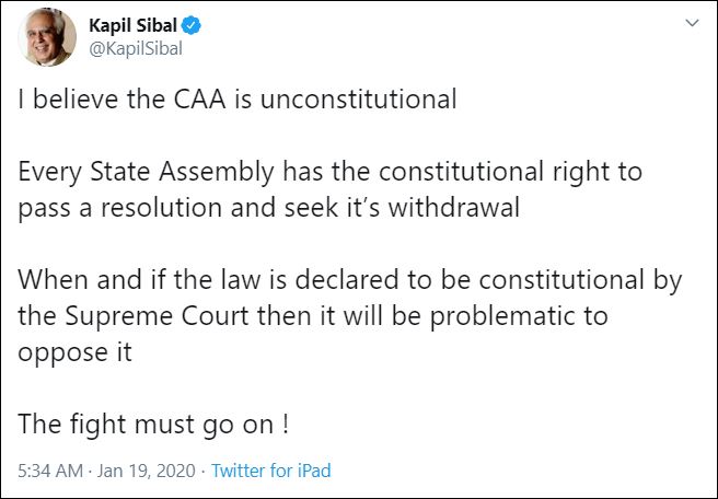 kapil sibal clarification on his case statement