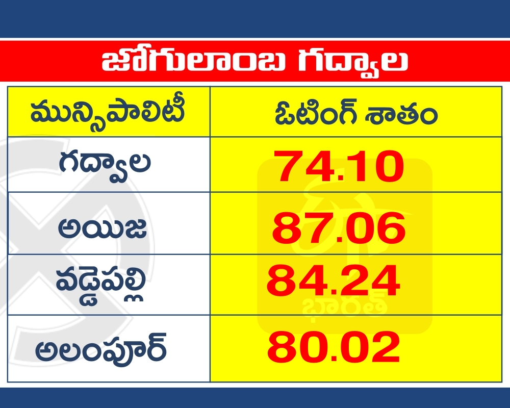 జోగులాంబ గద్వాల జిల్లాలో పోలింగ్ వివరాలు