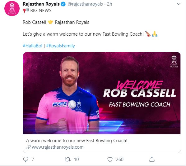 Rajasthan Royals bowling coach