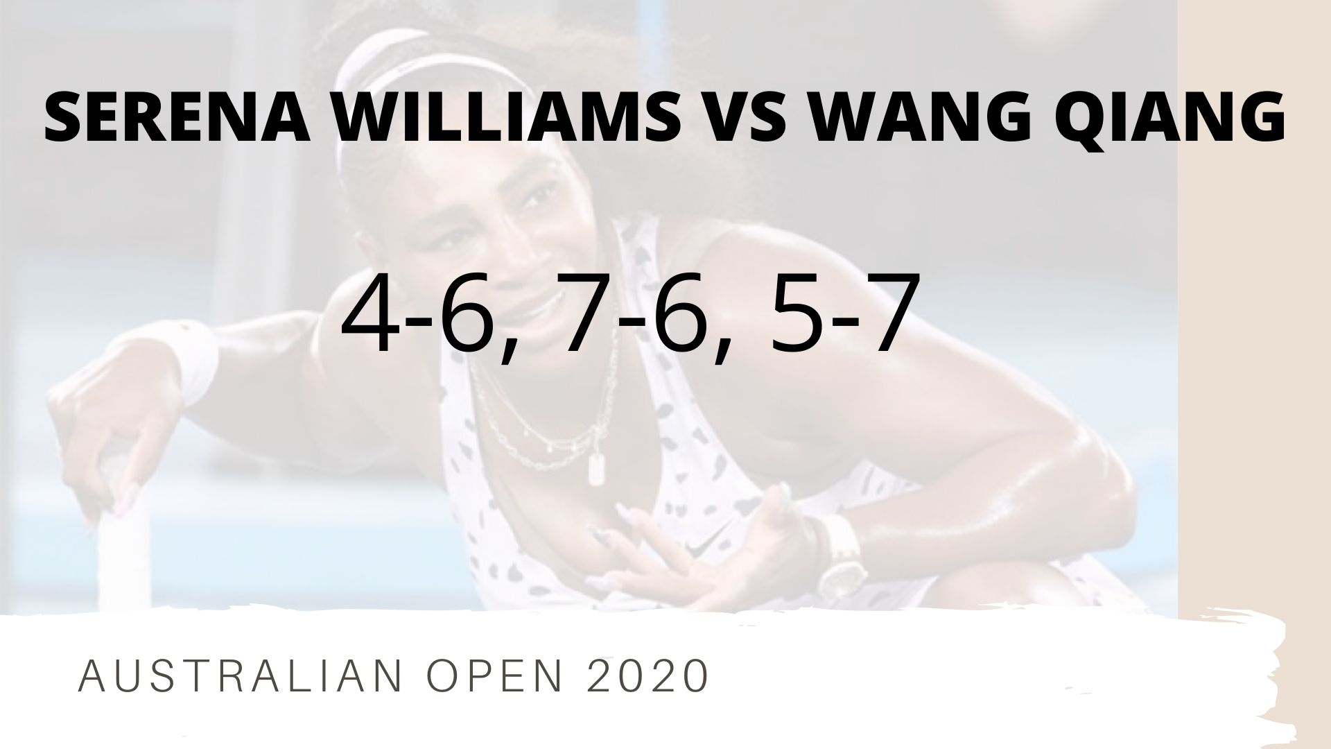 Qiang Wang beat Serena Williams 4-6, 7-6, 5-7