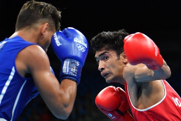 Shiva Thapa in action at the Strandja Memorial Boxing tournament.