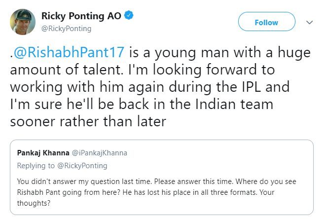 Ricky Ponting, Rishab pant