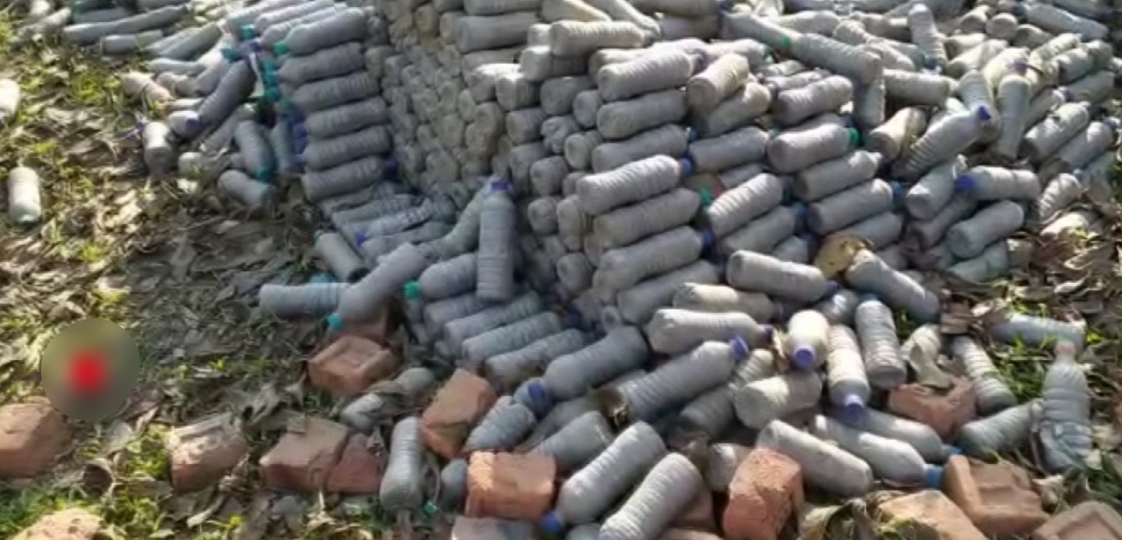 plastic bottles replace bricks for construction anganwadi centre