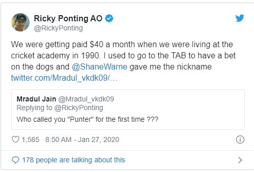 tweet of ricky ponting