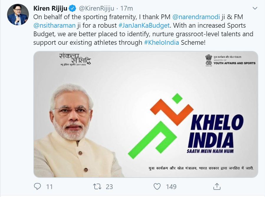 sports budget, Kiren Rijiju