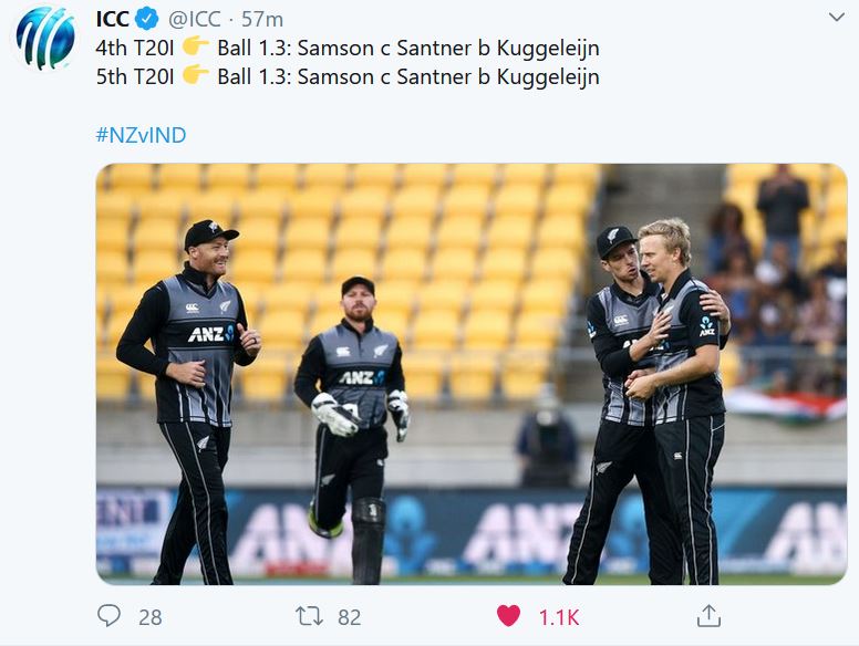 Sanju samson out by Kuggeleijn