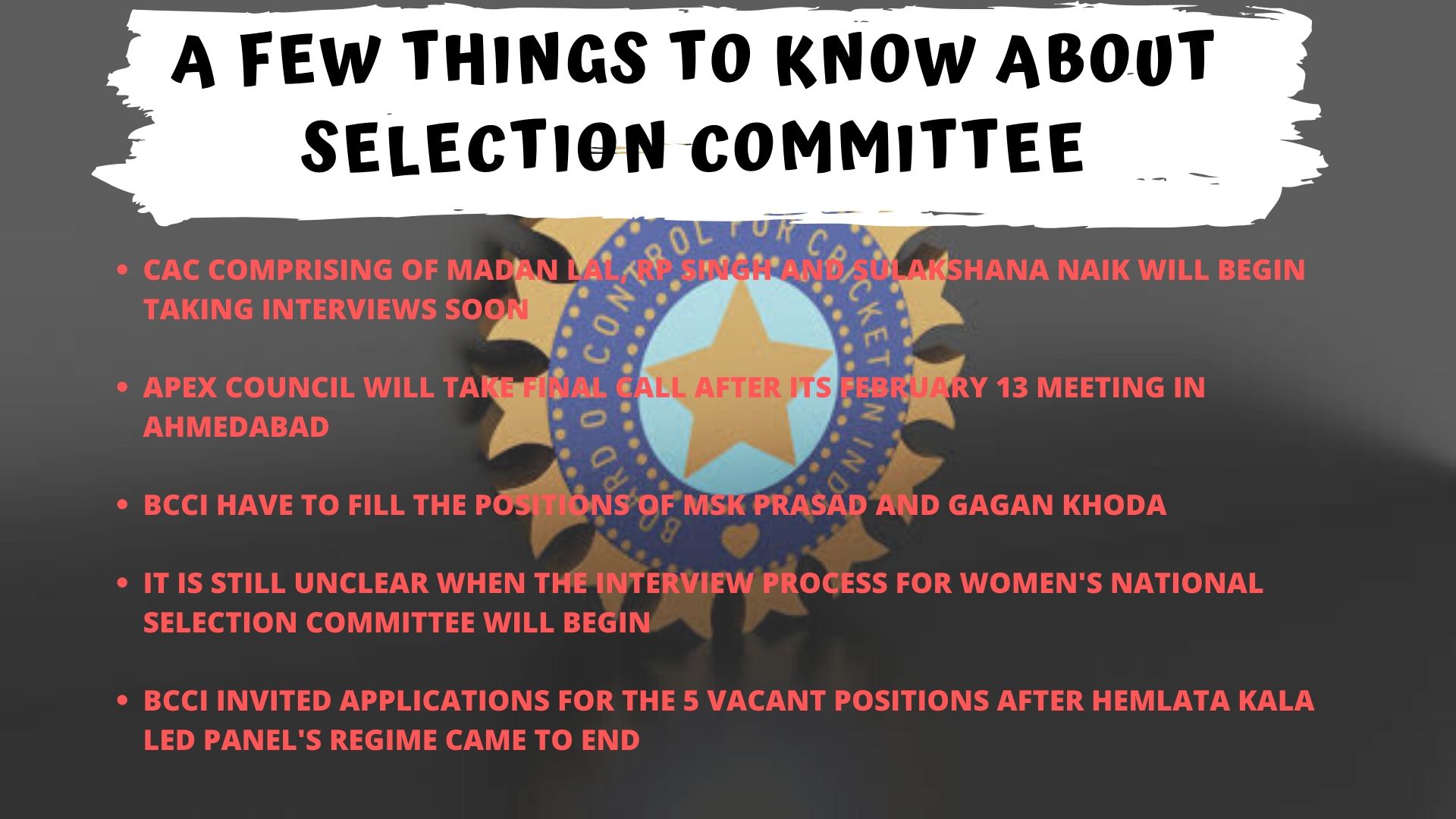 A few things to know about selection committee