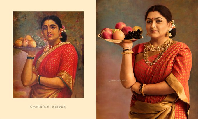 Samantha-Latest Photo Shoot-like-Raja Ravi varma-paintings