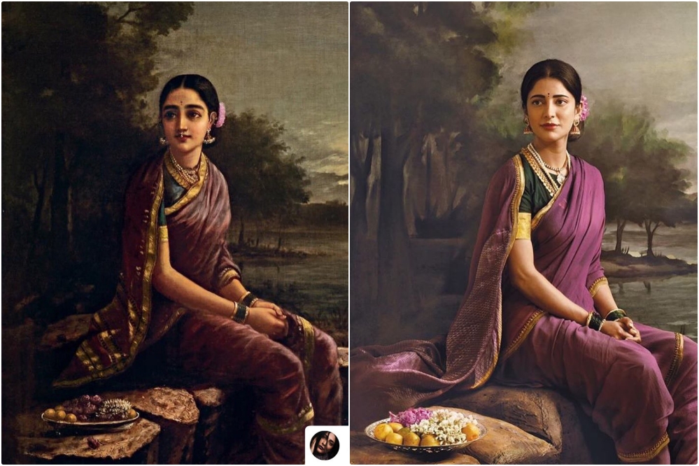 Samantha-Latest Photo Shoot-like-Raja Ravi varma-paintings