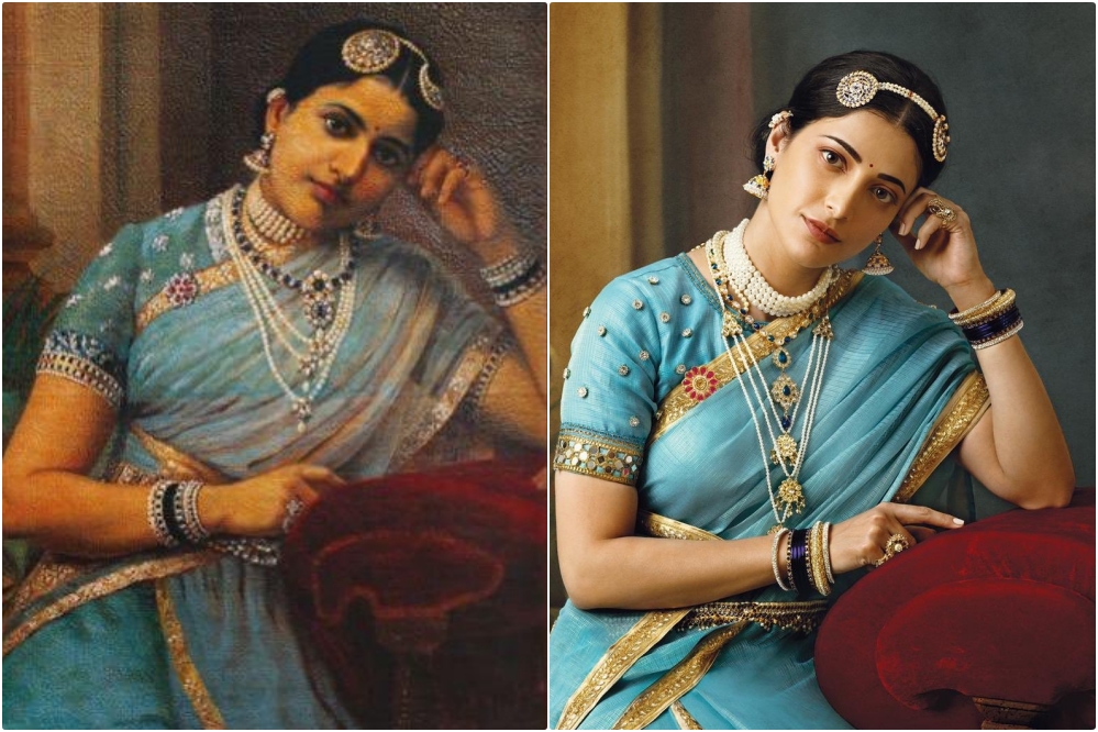 Samantha-Latest Photo Shoot-like-Raja Ravi varma-paintings