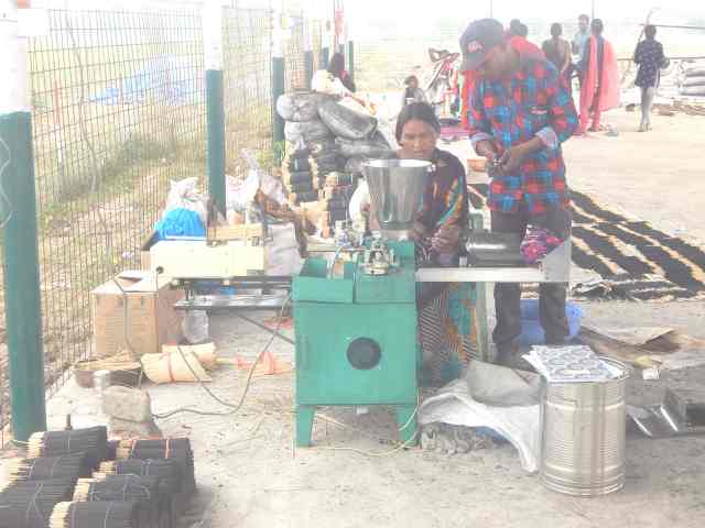 Women are preparing eco friendly materials in baihar village