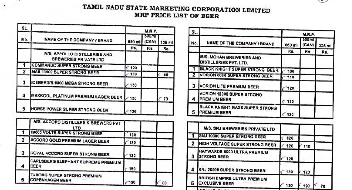 டாஸ்மாக் - அமலுக்கு வந்தது மதுபான விலை உயர்வு!