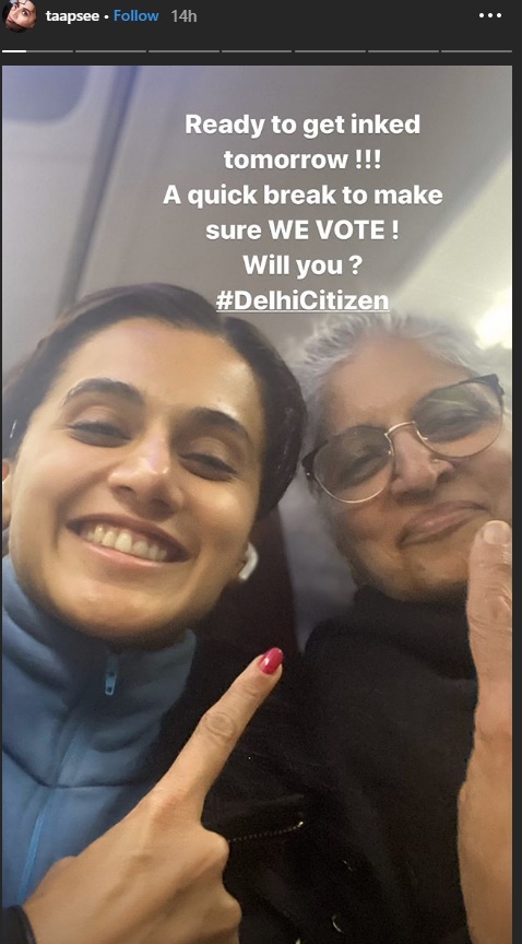 Tapsi Pannu Voting in Delhi, share photo