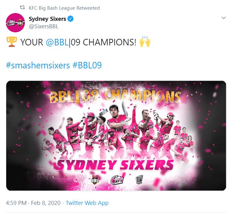 Big Bash League title, Sydney Sixers vs Melbourne Stars