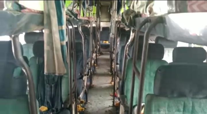 bus caught fire in Odisha