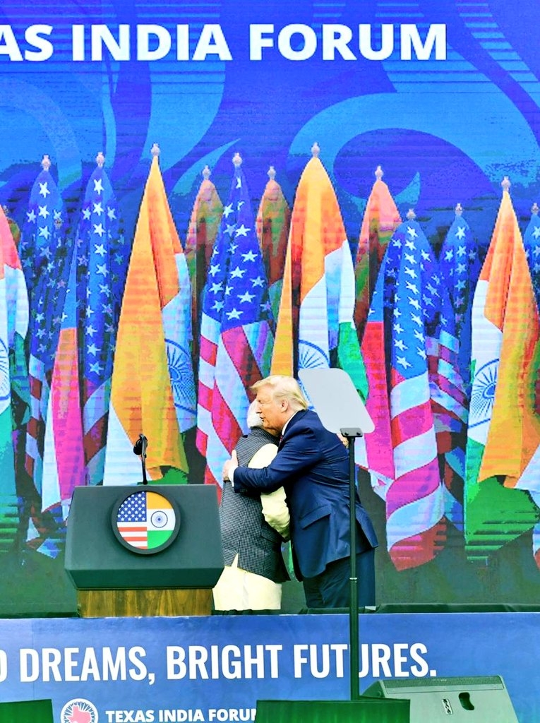 Prime Minister Narendra Modi and US President Donald Trump during the 'Howdy Modi' event at NRG Stadium in Houston