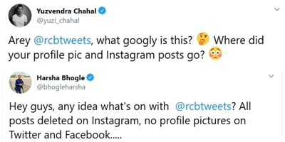 சாஹல், Chahal raises eyebrows on rcb, rcb twitter page