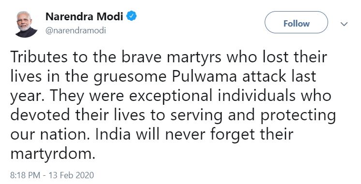 tribute to martyrs of pulwama