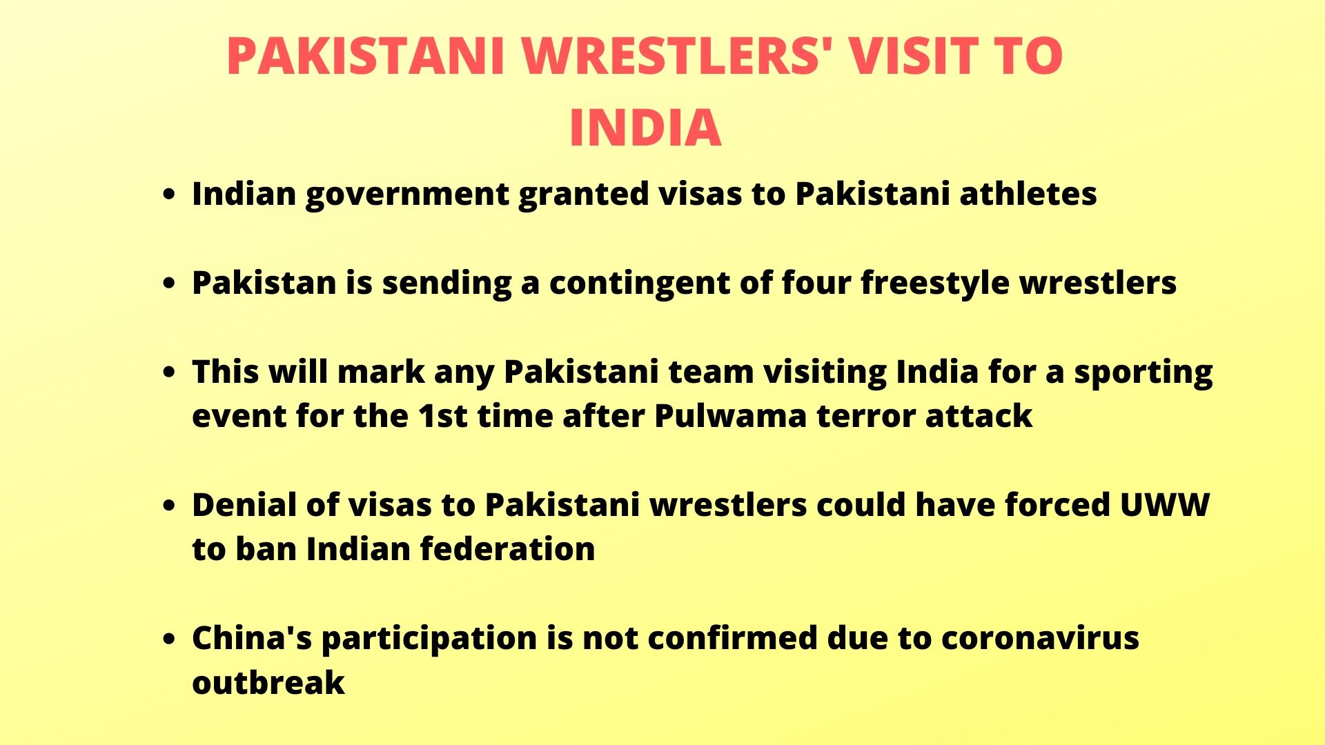 Pakistani wrestlers granted visas