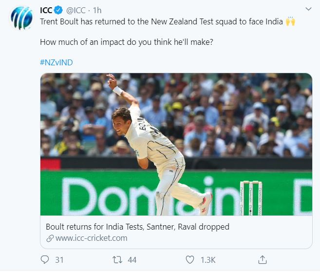 ICC, India vs New Zealand Test series, NZvsIND