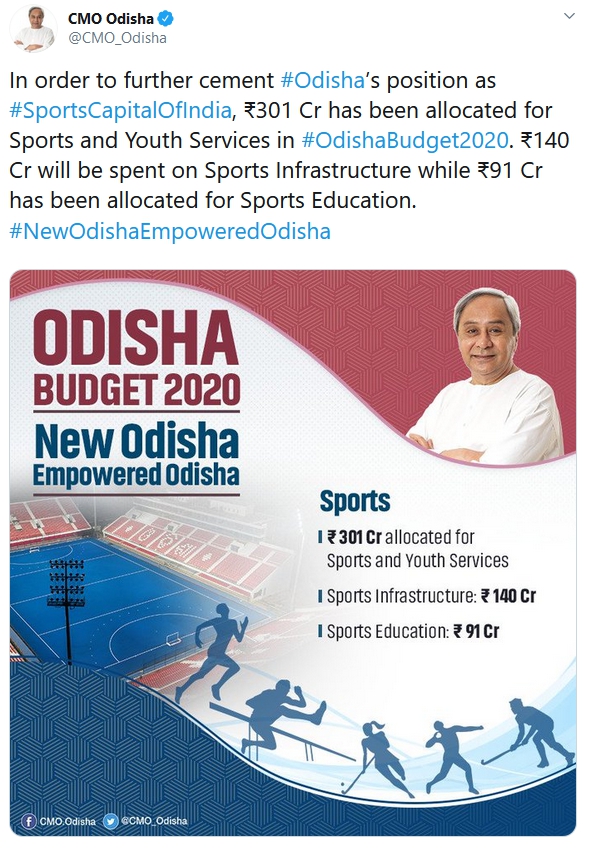 odisha sports budget