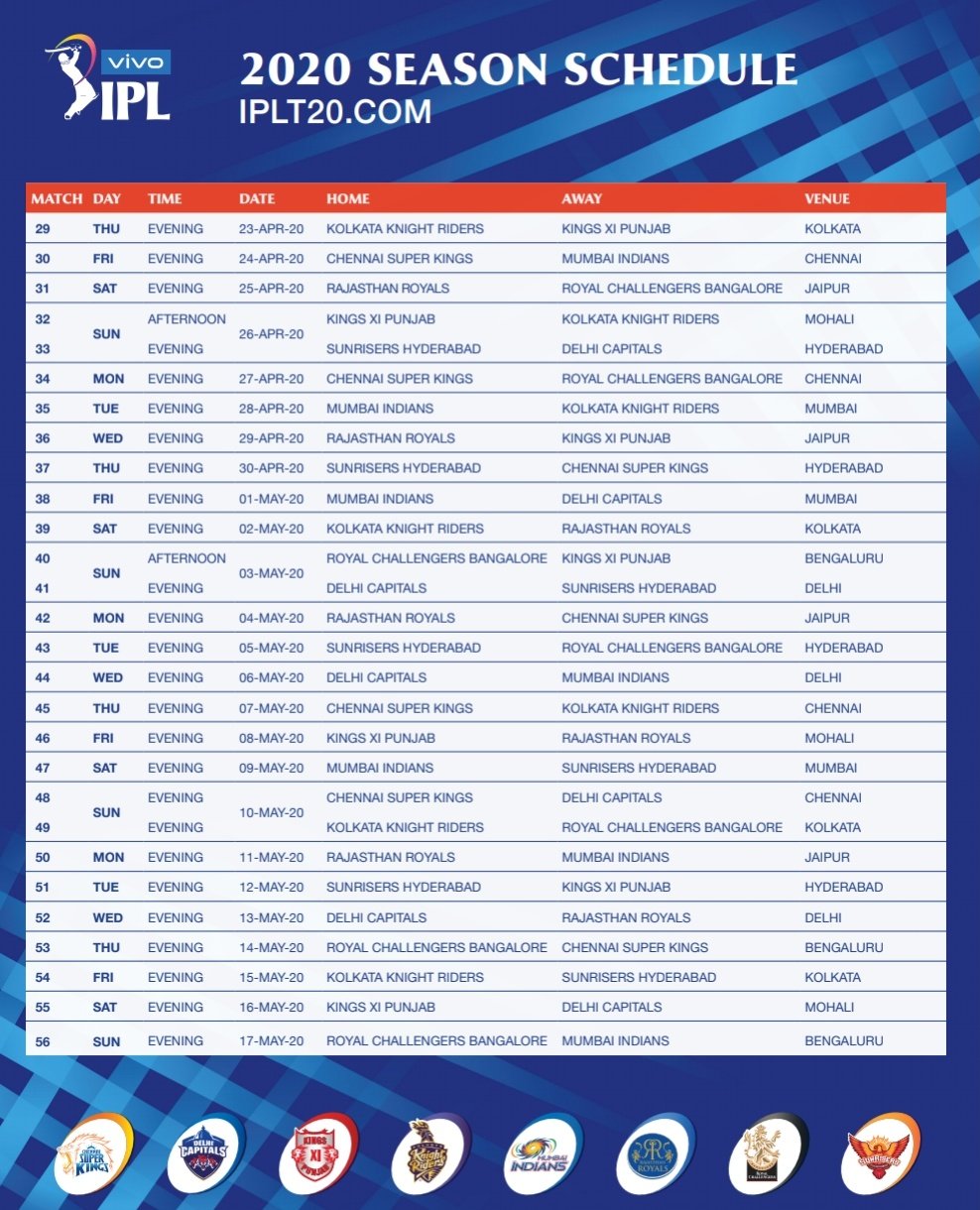 ipl 2020 schedule