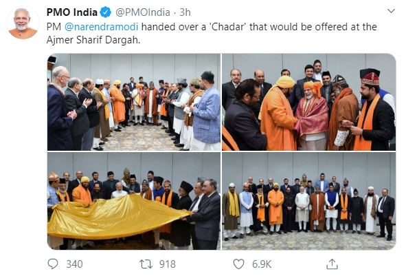 The Prime Minister hands over chadar for Ajmer Dargah