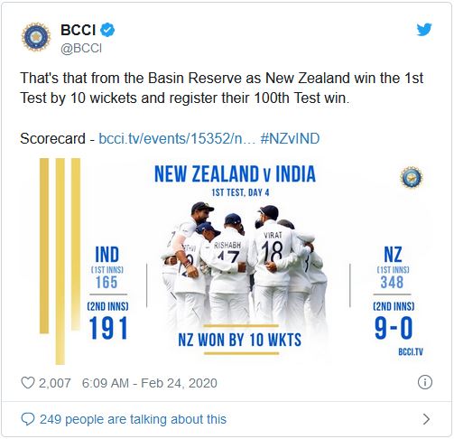 NZ Vs IND, 1st Test, Wellington Test