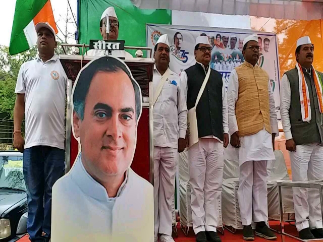 Seva Dal's march on the occasion of Rajiv Gandhi Jayanti