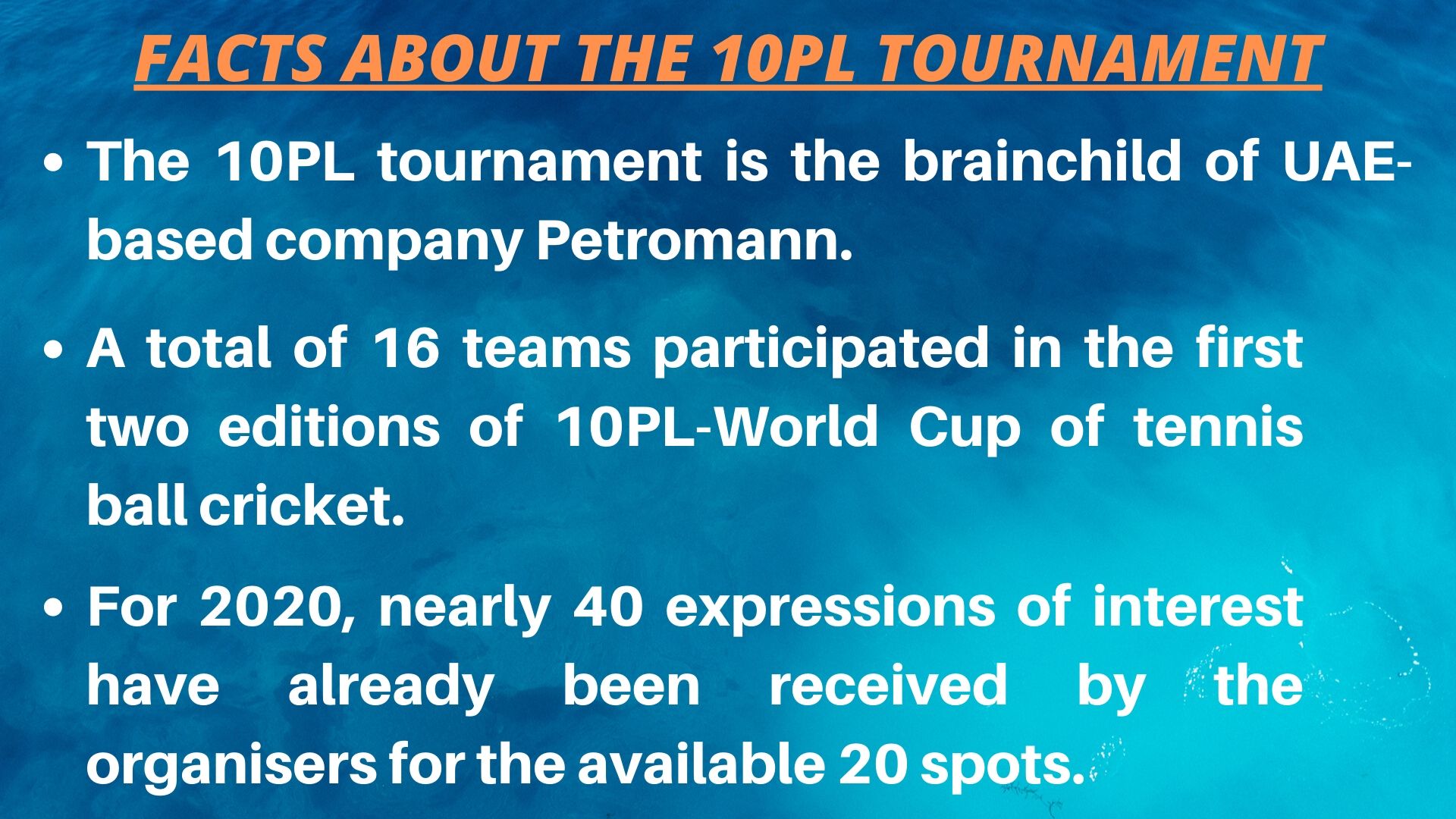 10PL-World Cup of tennis ball cricket tournament