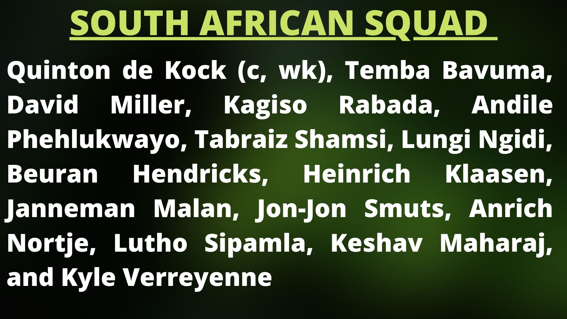 South African team for ODI series vs Australia