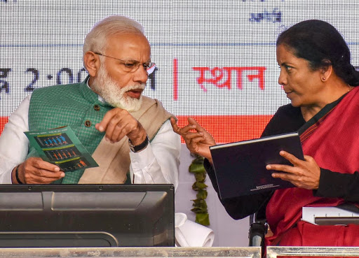 PM Narendra Modi with FM Nirmala Sitharaman