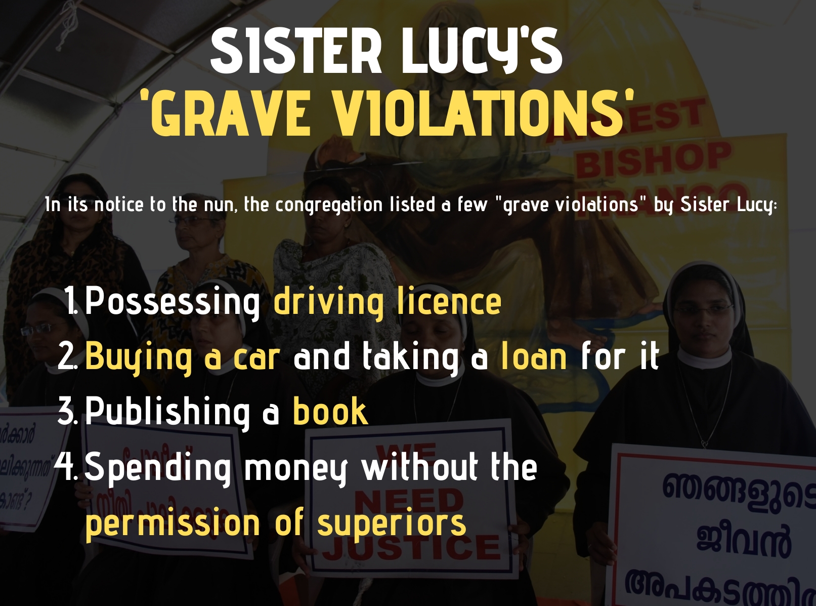 Some of Sister Lucy's 'violations'
