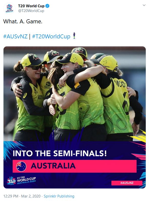 ICC Women's T20 WC, AUSvsNZ