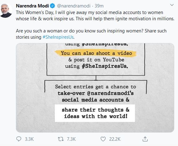 Modi left social media for womens