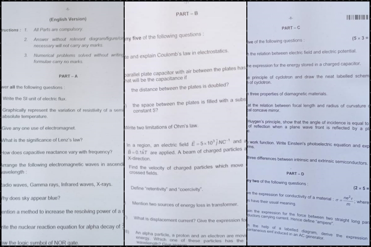 Second PUC Physics question paper leak