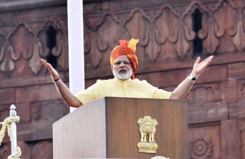 Prime Minister Narendra Modi giving 2017 Independence Day speech.