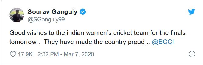 BCCI president Ganguly wishes India