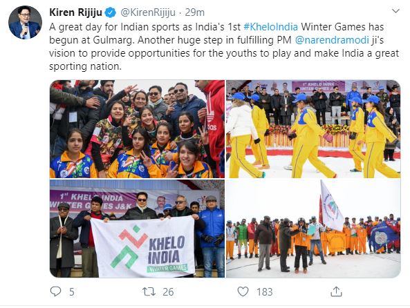 Kiran Rijiju, Khelo India Winter Games