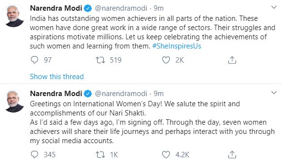 modi on womans day