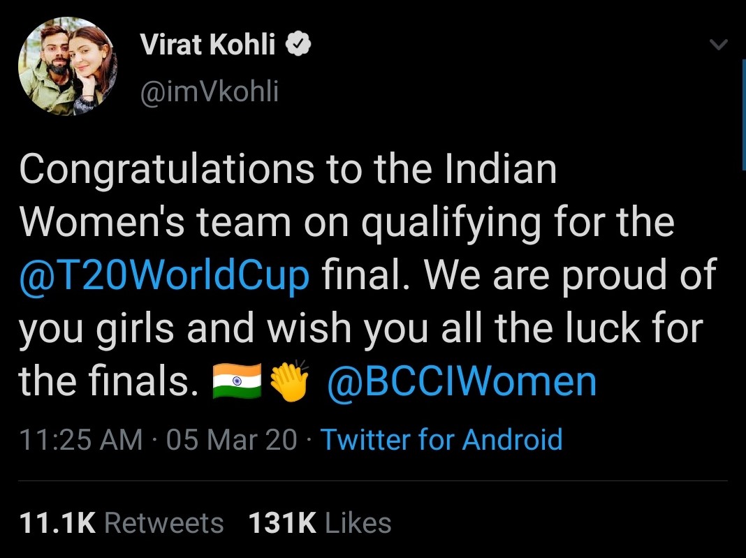 kohli tweet