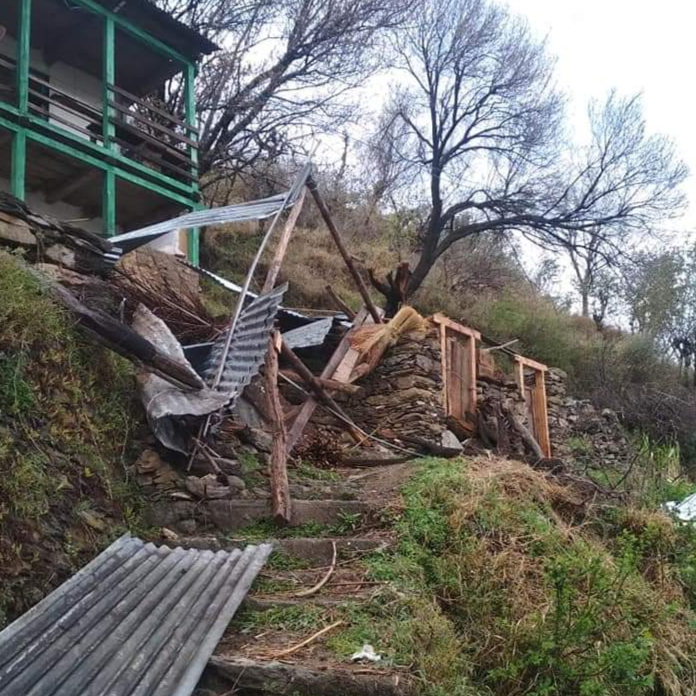 Damage due to heavy rainfall in Solan