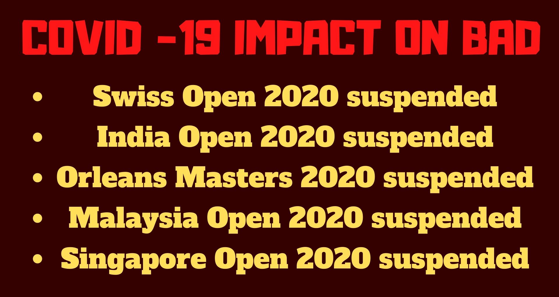 COVID 19 Impact on badminton.