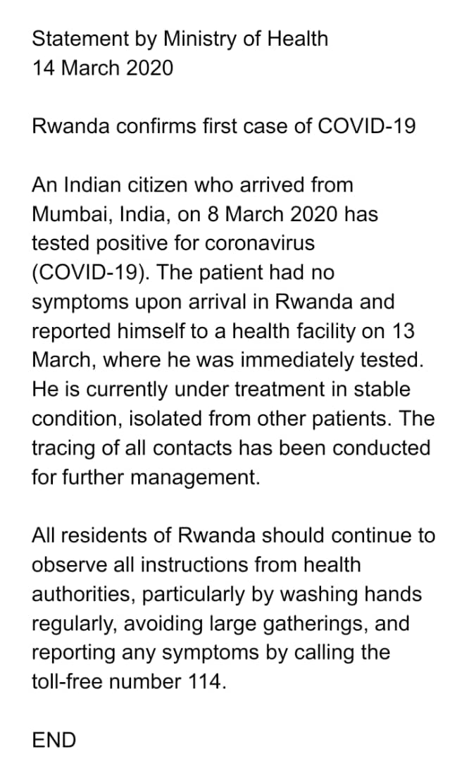 Courtesy: Ministry of Health, Rwanda Twitter